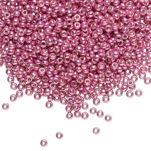 Seed bead, Miyuki, glass, pkg/25g, #11 rocaille, Duracoat&reg; opaque galvanized hot pink, (RR-4210).