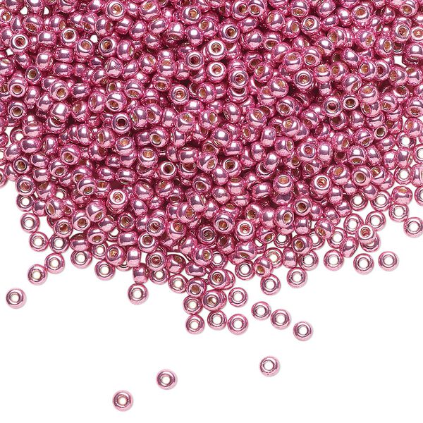 Seed bead, Miyuki, glass, pkg/25g, #11 rocaille, Duracoat&reg; opaque galvanized hot pink, (RR-4210). image number 0