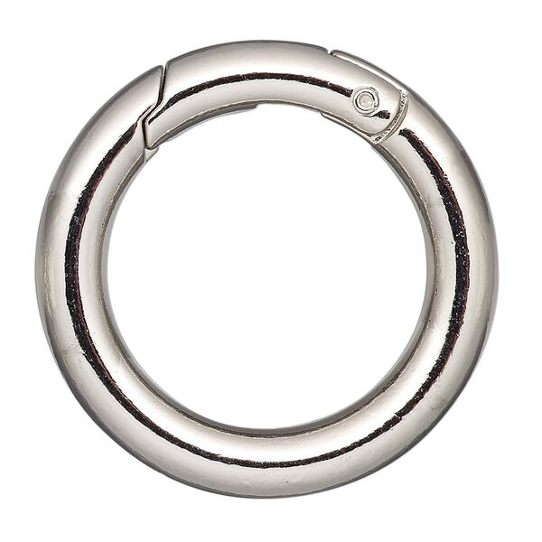 Clasp self-closing hook 1pkg2 "pewter" (zinc alloy), 37mm round, imitation rhodium-finished steel 1-strand image number 0