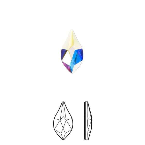 Flat back 72pk crystal AB foil back, Swarovski&reg; 14x7mm flame 2205 image number 0