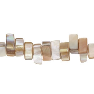 Mother-of-pearl shell 1pkg1, triangle tube bead 15 inch tan shine 7x4mm-13x6mm