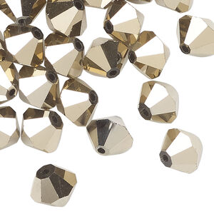 Bead 48pk opaque crystal aurum 2X, Celestial Crystal&reg; 10mm bicone
