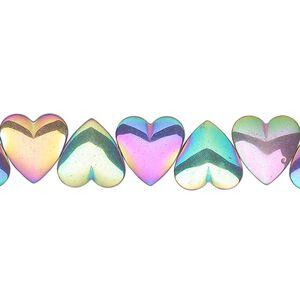 Hemalyke&trade; 1pkg1, electroplated side-drilled heart bead 15.5-16 inch 10mm