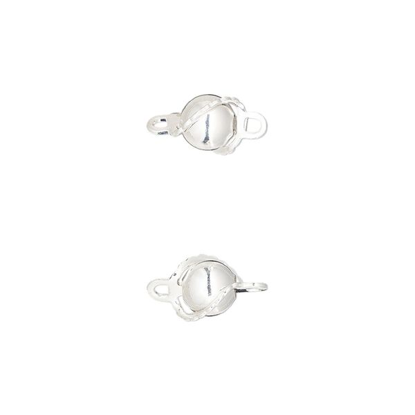 Link, silver-plated brass, 5mm wrapped round. Sold per pkg of 100. image number 0