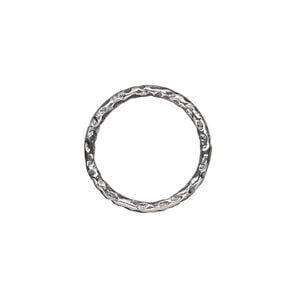 Jump ring 1pkg1 sterling silver, 16mm closed hammered round, 15 gauge / 13.4mm inside diameter / antiqued