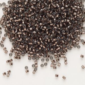 Seed bead, Delica&reg;, glass, pkg/250g, #11 round, transparent copper-lined grey (DB-0184).
