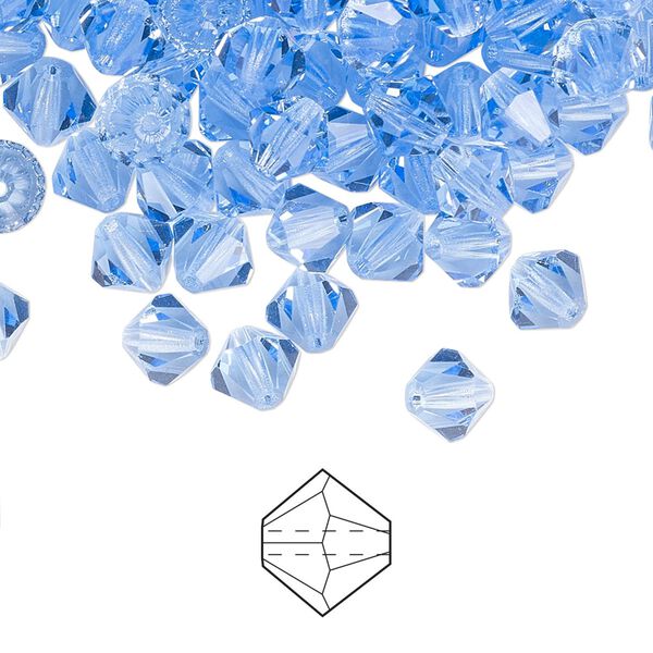Bead 288pk light sapphire, Preciosa Czech crystal 6mm bicone image number 0