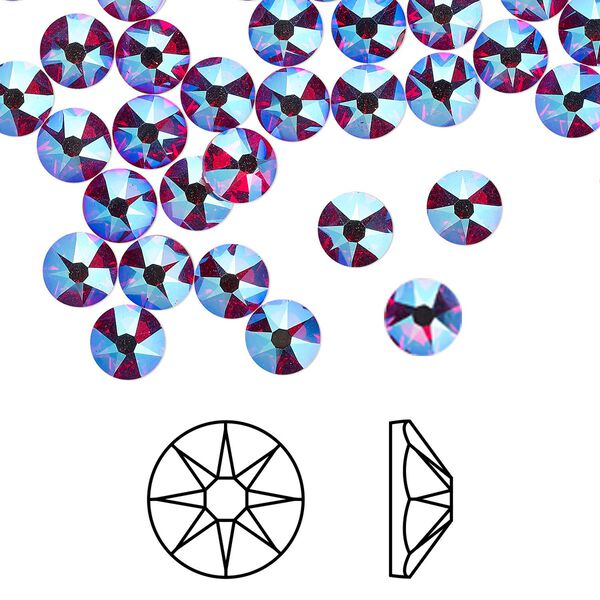 Flat back 1440pk light Siam shimmer foil back, Swarovski&reg; 4.6-4.8mm rose round SS20 2088 image number 0
