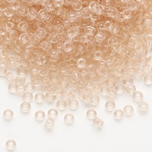 Seed bead, Miyuki, glass, pkg/50g, #8 rocaille, transparent pink mist (RR-155).