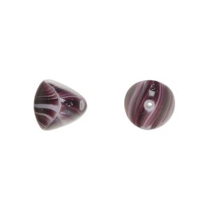 Bead, Czech pressed glass, opaque purple/white, 12x11mm trigon. Sold per 15" to 16" strand.