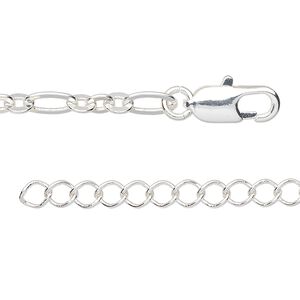 Chain 1pkg1 silver-plated figaro, 4mm / lobster claw clasp, Almost Jewelry&reg; brass 24 inch