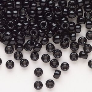 Seed bead, Miyuki, glass, pkg/250g, #6 rocaille, opaque black, (RR-401).