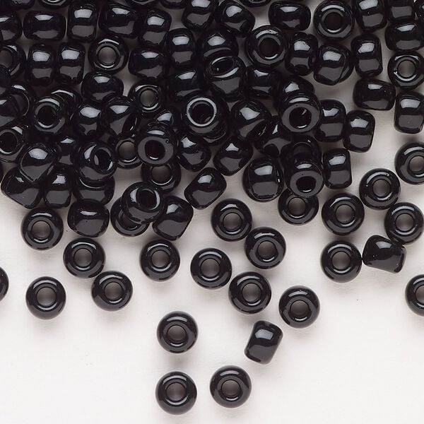 Seed bead, Miyuki, glass, pkg/250g, #6 rocaille, opaque black, (RR-401). image number 0