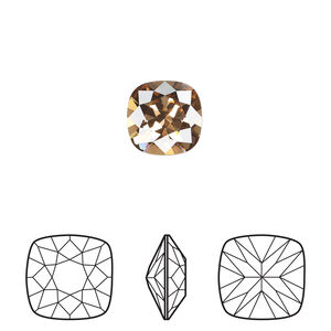 Fancy stone 1pkg2 light smoked topaz foil back, Crystal Passions&reg; Regenerated 10mm cushion 4470