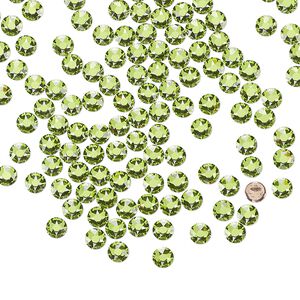 Flat back 144pk citrus green foil back, Crystal Passions&reg; hotfix 3-3.2mm round SS12 2078