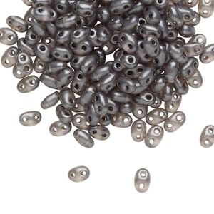Seed bead, Preciosa Twin&trade; Czech glass, pkg/250g, 5x2.5mm oval, transparent grey terra pearl clear, (08349).
