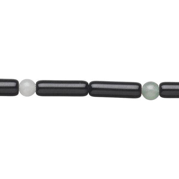 Obsidian / black obsidian 1pkg1, tube / round bead natural 15 inch 13x4mm / 4mm image number 0