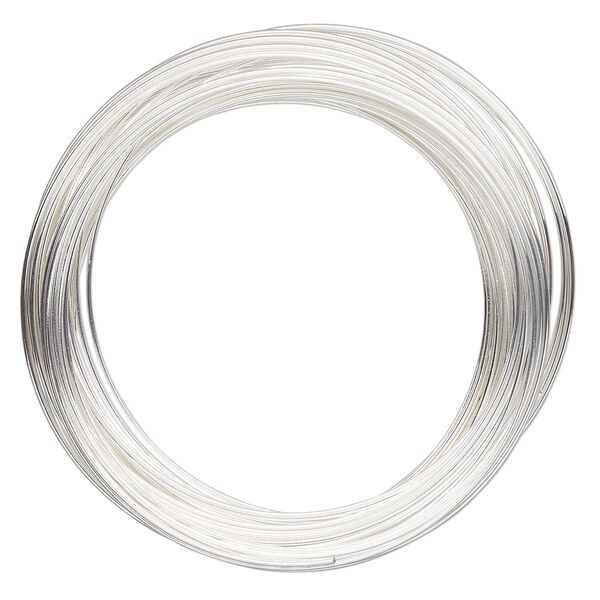 Memory wire, Beadalon&reg;, silver-plated carbon steel, 2-inch round bracelet, 0.65mm thick. Sold per 1-ounce pkg, approximately 73 loops. image number 0