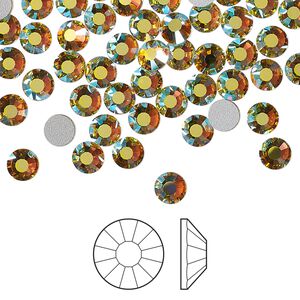 Flat back 1440pk acid yellow AB foil back, Preciosa VIVA 12&reg; Czech crystal rhinestone 4.6-4.8mm chaton rose round SS20