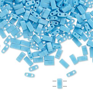 Seed bead, TILA&reg;, glass, pkg/250g, 5x2.3mm half tila rectangle, opaque robin's egg blue, (HTL-413).
