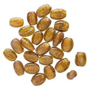 Bead, lampworked glass, translucent brown, 17x13mm-21x15mm twisted puffed oval. Sold per pkg of 25.