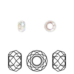 Bead 288pk crystal shimmer 2X, Swarovski&reg; 6x3.75mm briolette XL hole 5042