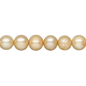 Freshwater pearl 1pkg1, semi-round, 15 inch champagne 7-9mm cultured