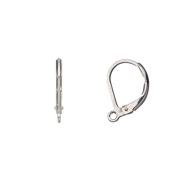 Ear wire leverback 1pkg100, 14mm / open loop, stainless steel 50 pair image number 0