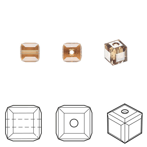 Bead 1pkg144 light smoked topaz, Swarovski&reg; ReCreated&trade;, 6mm faceted cube 5601 image number 0