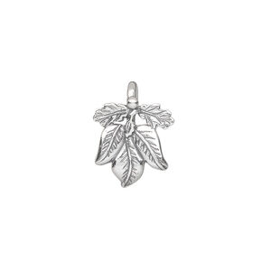 Bail, ice-pick, antiqued sterling silver, 15x13mm fancy leaf, 5mm grip length. Sold individually.
