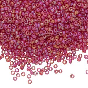 Seed bead, Miyuki, glass, pkg/25g, #11 rocaille, translucent matte rainbow dark cranberry, (RR-141DFR).