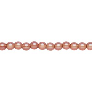 Bead, Czech pressed glass, pearlized apricot, 4mm round. Sold per 15-1/2" to 16" strand, approximately 100 beads.