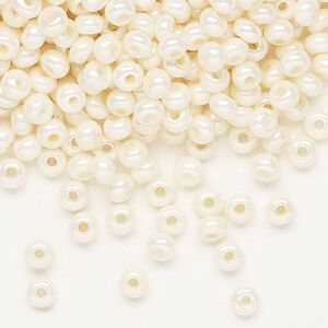 Seed bead, Preciosa Ornela Czech glass, pkg/50g, #6 rocaille, opaque shell luster chalkwhite, (46113).