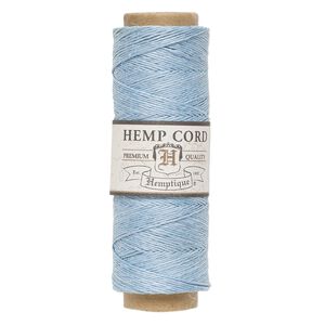 Cord, Hemptique&reg;, polished hemp, light blue, 0.5mm diameter, 10-pound test. Sold per 205-foot spool.