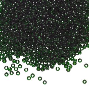 Seed bead, Preciosa Ornela Czech glass, pkg/500g, #11 rocaille, transparent medium green, (50060).