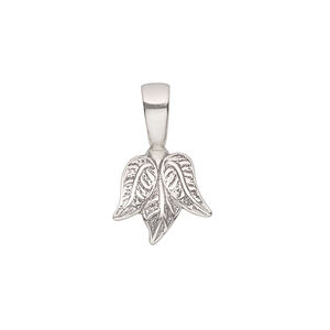 Bail, JBB Findings, ice-pick, antiqued sterling silver, 14x13mm leaf, 10mm grip length. Sold individually.
