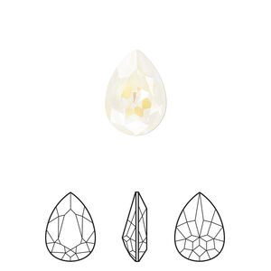 Fancy stone 1pk crystal light grey DeLite, Crystal Passions&reg; 14x10mm pear 4320