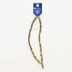 Bead 1pkg1 gold-finished "pewter", 7x5mm textured rectangle, antique 12 inch