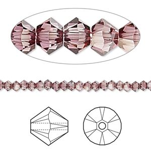 Bead 48pk crystal antique pink, Crystal Passions&reg; 3mm bicone 5328