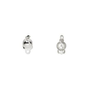 Drop, silver-plated brass, 7mm wrapped round bead. Sold per pkg of 100.
