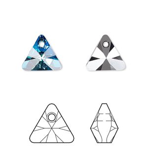 Drop 2pk crystal Bermuda blue P, Crystal Passions&reg; 12mm pendant mini triangle 6628