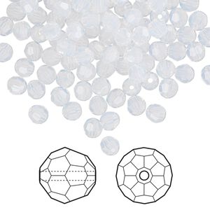 Bead 144pk white opal, Crystal Passions&reg; 4mm round 5000