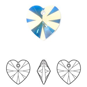 Drop 72pk crystal AB, Swarovski&reg; 18mm pendant heart 6228