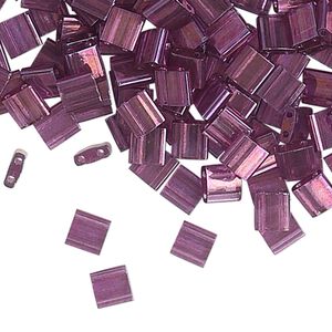 Seed bead, TILA&reg;, glass, pkg/40g, 5mm full tila square, translucent gold luster light amethyst, (TL-316).