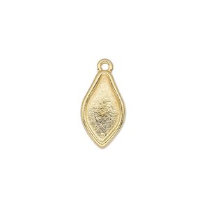 Drop, TierraCast&reg;, "Make a Statement" collection, gold-plated pewter (tin-based alloy), 16.5x9.5mm teardrop with renewal theme and 14x7mm flat back flame setting. Sold per pkg of 4.