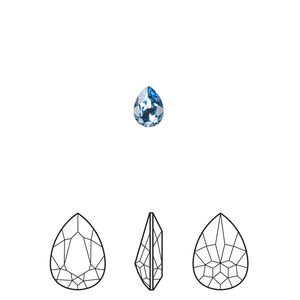 Fancy stone 2pk cool blue foil back, Crystal Passions&reg; Regenerated 6x4mm pear 4320