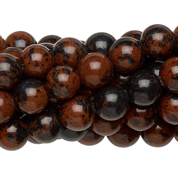 Mahogany obsidian 1pkg10, round bead natural 15.5-16 inch 8mm image number 0