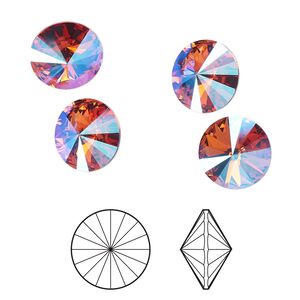 Chaton 4pk rose glacier blue foil back, Crystal Passions&reg; 10.54-10.91mm rivoli SS47 1122