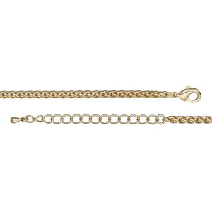 Chain 1pkg1 ponytail, 3.2mm / lobster claw clasp, gold-finished brass 24 inch