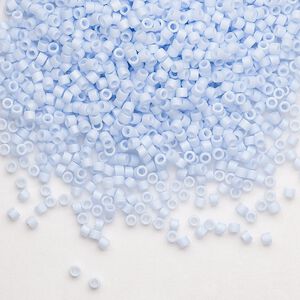 Seed bead, Delica&reg;, glass, pkg/7.5g, #11 round, opaque matte rainbow glass enamel light sky blue (DB-1527).